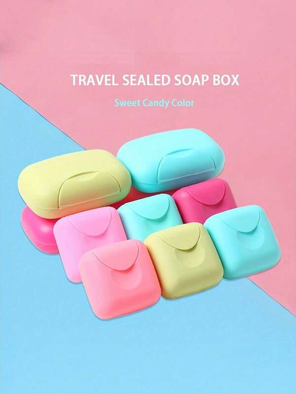 1pc Solid Color Soap Box, Travel Soap Container With Cover, Portable Soap Case, Soap Dishes For Travel Camping Gym, Travel Essentials, Bathroom Accessories Bathroom Decor Fall Decor Back To School