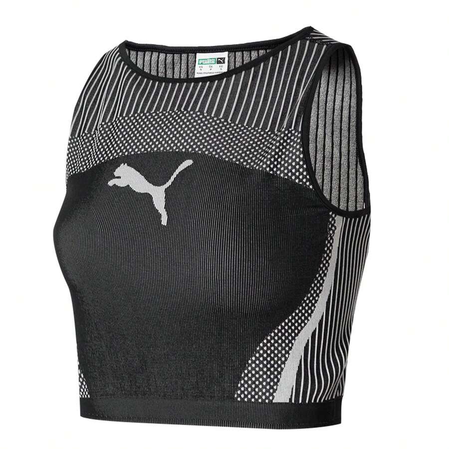 Puma Dare To Crop Top針織背心女緊身無袖透氣T卹運動上衣 624294-01 - 黑色 - 查看 1