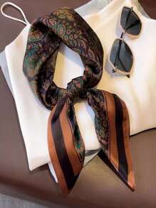 Boho 1pc Versatile And Fashionable Retro Flowers Sweet Picnic-Ins Style Chain Pattern Spring/Summer New Women Scarf