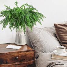 1/3PCS 7 Forks Artificial Pine Needles, Pine Cones, Plastic Accessories, Christmas Decoration Fake Plants Room Decor Fall Decor Fake Flowers Plants Garden Autumn Decor Centerpieces DIY Materials, Christmas Tree Accessories, Home Decoration, Holiday Party Supplies Christmas Decorations