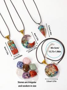 Conjunto de presente de cristal natural de 8 peças/conjunto - 7 peças de pingente de cristal polido de chakra e resina orgônica, para equilíbrio de energia e meditação
