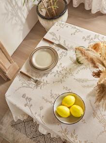 1pc New Beige Lavender French Romantic Mesh Lace Edge Tablecloth Desk Cover Decor - Beige - View 5