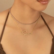 Customized Handwritten Style Name Necklace, Stainless Steel Personalized Signature Necklace, Fashionable Jewelry For Women