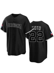 Maglietta casual da uomo stile boyfriend, maglia da baseball nera n.22, manica corta, collo a V con bottoni, ricamata e con cuciture, adatta per feste e sport