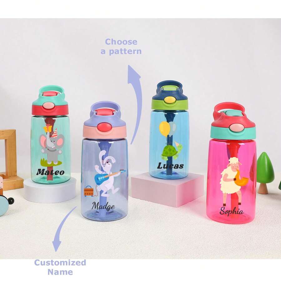 Custom 17Oz Water Bottle, Personalized Name Bottle, School Water Bottle With Name, Back To School Gift, Christmas Water Bottle With Name, Animal Water Cup, Personalized Gifts, Wedding Party, Gifts, Gifts, Bridesmaid Proposal Gifts, Wedding Gift, Christmas Gift, Personalized Gifts, Birthday Gifts, Bridesmaid Gifts 1pc, Reusable, Stainless Exquisite, Colorful, Cartoon - Multicolor - View 1