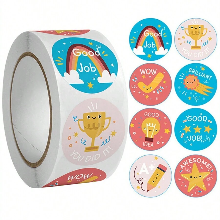 500 Cái/Cuộn 1 inch Dễ Thương Động Vật Hoạt Hình Phần Thưởng Nhãn Dán Quà Tặng Niêm Phong Trang Trí Văn Phòng Phẩm Vật Dụng, Giáng Sinh Ngày Valentine - Nhiều màu - Xem 1