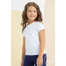 Kit 6 Blusas Manga Curta Cotton Infantil Menina Juvenil Tamanho 1 ao 16 - Multicolorido - Visão 8
