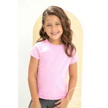 Kit 6 Blusas Manga Curta Cotton Infantil Menina Juvenil Tamanho 1 ao 16 - Multicolorido - Visão 5