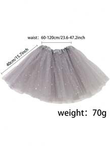 Vestido de tutú de pastel de ballet colorido, colores brillantes, estrellas y luna con lentejuelas brillantes, vestido de gasa multicapa, disponible en sets de 1 pieza, 3 piezas o 5 piezas, adecuado para jugar a la princesa de hadas, actividades de fiesta festiva. Accesorios del Día de San Valentín - A - Ver 3