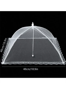 1pc Pop-Up Food Cover Mesh Screen Tent, Food Protecting Umbrella, Breathable Picnic Food Protector - White - View 3