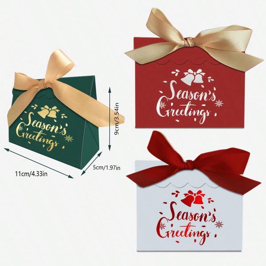 10Pcs/Lot Christmas Candy Box Santa Small Bell Christmas Packaging Boxes Gift Box Packing Case Christmas Party Decoration, Halloween, Halloween Decoration - Wave Cover - View 1