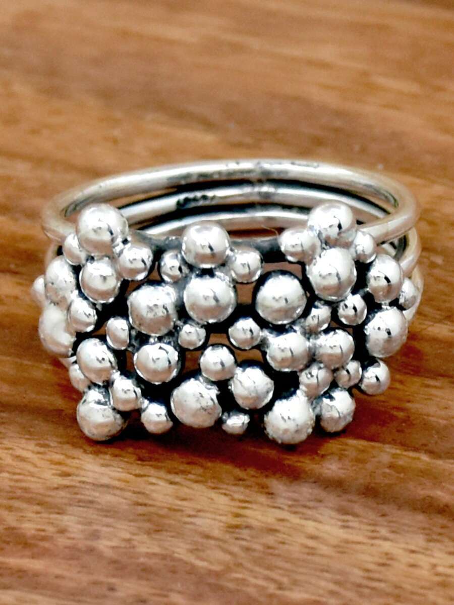 1 Stück Boho Stil Vintage Silbertoniger mehrlagiger Statement-Ring für Damen, Alltagstragen - Antiksilber - Übersicht 1