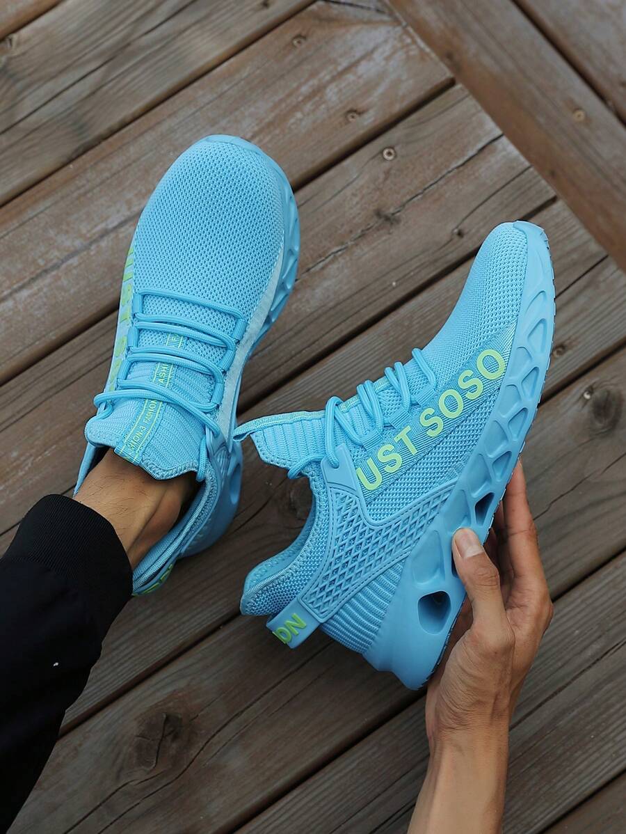 Nuevos tenis de pareja de moda de primavera/otoño, zapatos deportivos ligeros y transpirables con suelas amortiguadoras, entrenadores de casual, aptos para correr y saltar a la cuerda - Azul - Ver 1