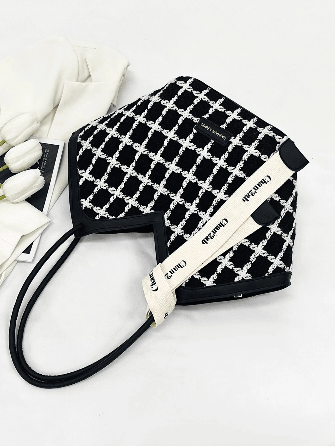 New Women's Simple And Versatile Plaid Tote Bag SHEIN USA