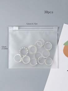 5/10/15/20/30/40/50pcs Transparent Frosted Zipper Bag, Jewelry Clip Chain Self Sealing Bag Back To School