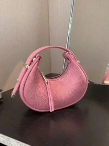 1 pièce Mini sac à main enrobé unicolore, poignée en forme de croissant ajustable pour enfants - B - Voir 8