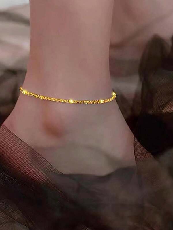 1 pièce Bracelet de cheville en argent sterling 925 léger, bracelet de cheville minimaliste élégant, cadeau de bijoux pour femmes et filles, accessoire de mariage et de vacances