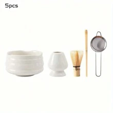 5pcs/Set Matcha Set- Matcha Whisk And Bowl- Matcha Tea Set- Matcha Bowl (Matcha Cup), Bamboo Whisk, Matcha Scoop, Matcha Whisk Stand (Chasen Holder)- The Perfect Matcha Kit For Matcha Tea Ceremony