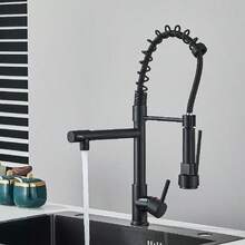 Modern Kitchen Sink Faucet Pull Down Sprayer Single Lever Handle Single Hole Mixer Tap - 黑色 - 查看 4