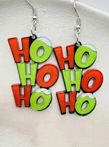 1 Pair Christmas Acrylic Letter Design Earrings For Men, Christmas Party Earrings, Christmas Gifts - Christmas - View 4