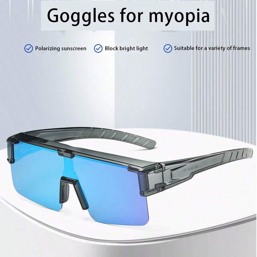 CASSBOJUE 1 件装新款 TR90 运动偏光运动眼镜，带镜面蓝色镜片，时尚骑行眼镜，时尚设计适合近视朋友在户外、骑行、驾驶或旅行时佩戴