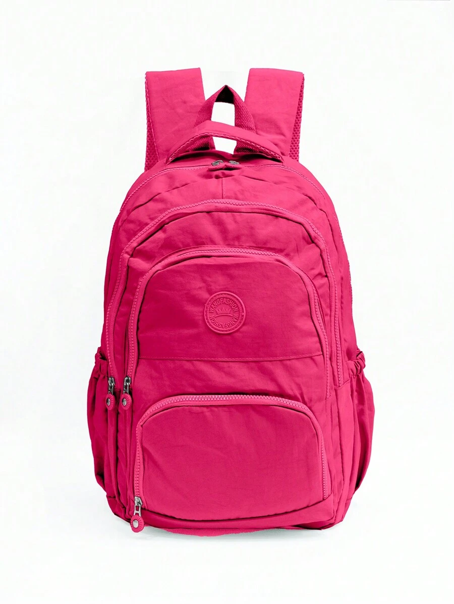 Women's Waterproof Multi-Layer School Backpack W7001 - 玫紅色 - 查看 1