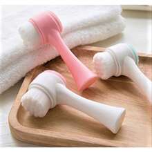2 In 1 Facial Cleansing Brush Sponge Soft Bristles Double Silicone Tip Exfoliating Massage Device - 藍色 - 查看 6