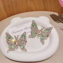 2pcs Rhinestone Butterfly Wing Vented Hair Clips For Women, Clamp Style Hair Accessories Claw Clips Hair Claws Hair Barrettes, Looks Of Party, Head Accesssories - Blooming Plumeria - View 8