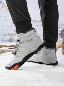 Unisex Thick Warm Snow Boots For Winter, Outdoor Sports Comfortable Solid Color Hiking Shoes