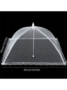 1pc Pop-Up Food Cover Mesh Screen Tent, Food Protecting Umbrella, Breathable Picnic Food Protector - White - View 5