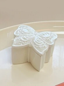 1pc Ceramic Butterfly Jewelry Box, Dreamlike Pearlescent Multifunctional Storage Box For Rings, Earrings, Gift For Mom, Wife, Girlfriend