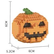 Nano Bausteine Kürbiskopf Hexe Vogelscheuche Schädel Halloween Bausteine, DIY Handgefertigt Zusammenbaumodell, süße Blöcke, Neujahrgeschenk