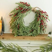 23.62英寸浆果心形花环，节日装饰花环，前门装饰，生日家居装饰，圣诞节装饰，房间装饰，冬季圣诞装饰 - 彩色 - 查看 9