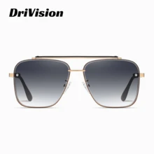 Drivision 男女款复古全框渐变户外时尚眼镜沙滩配件眼镜遮阳镜 - 金灰色 - 查看 4