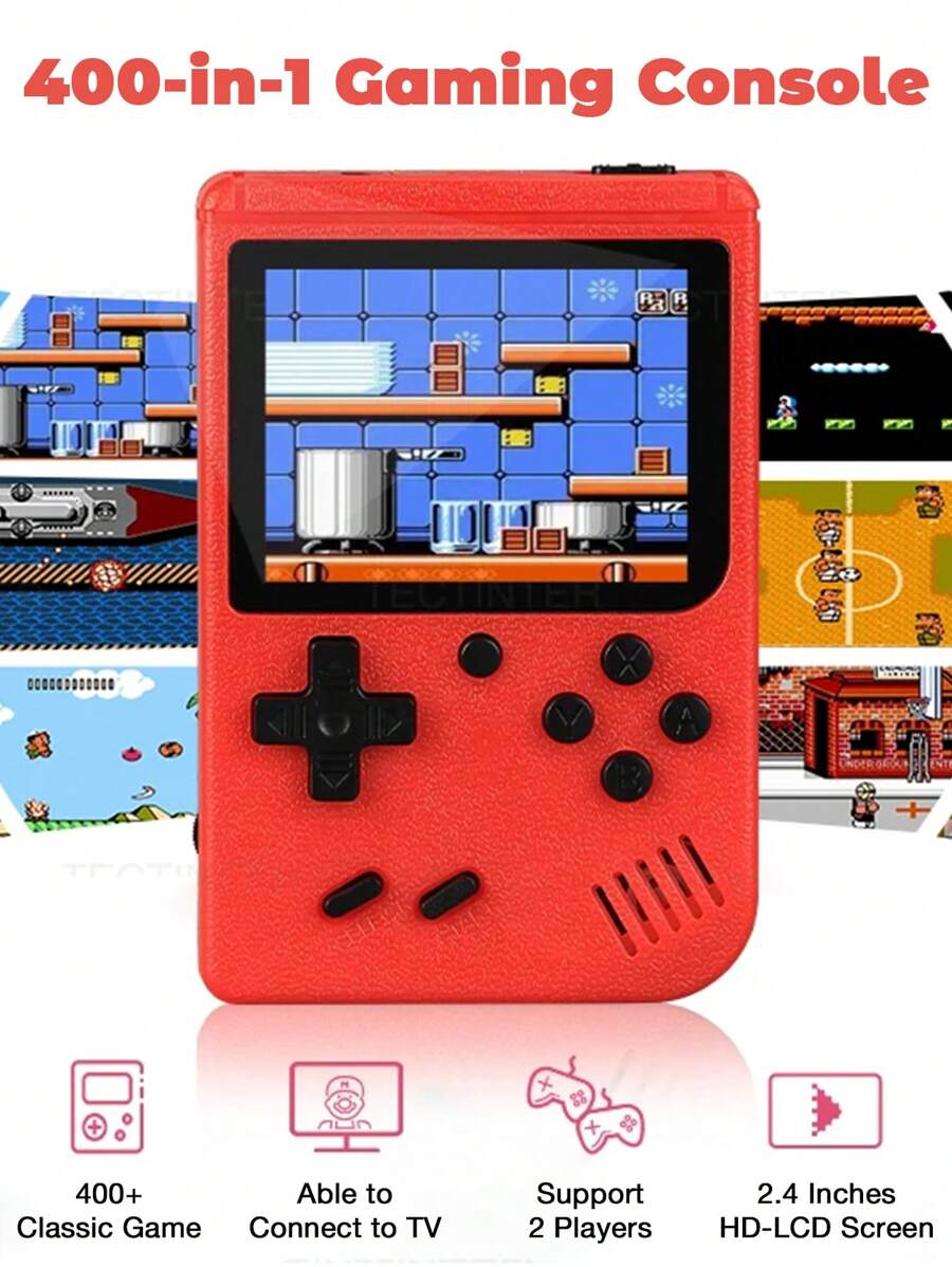 2.4 Inch Lcd Screen Retro Video Game Console Built-In 400 In Handheld Portable Pocket Mini Game Console Christmas Gift Christmas, Day Gift - Single Player Only - View 1