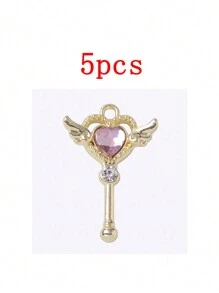 5pcs/Pack Fashion Magic Wand Shaped Zinc Alloy Pendant Charms, Kawaii Fashion Supplies Wholesale