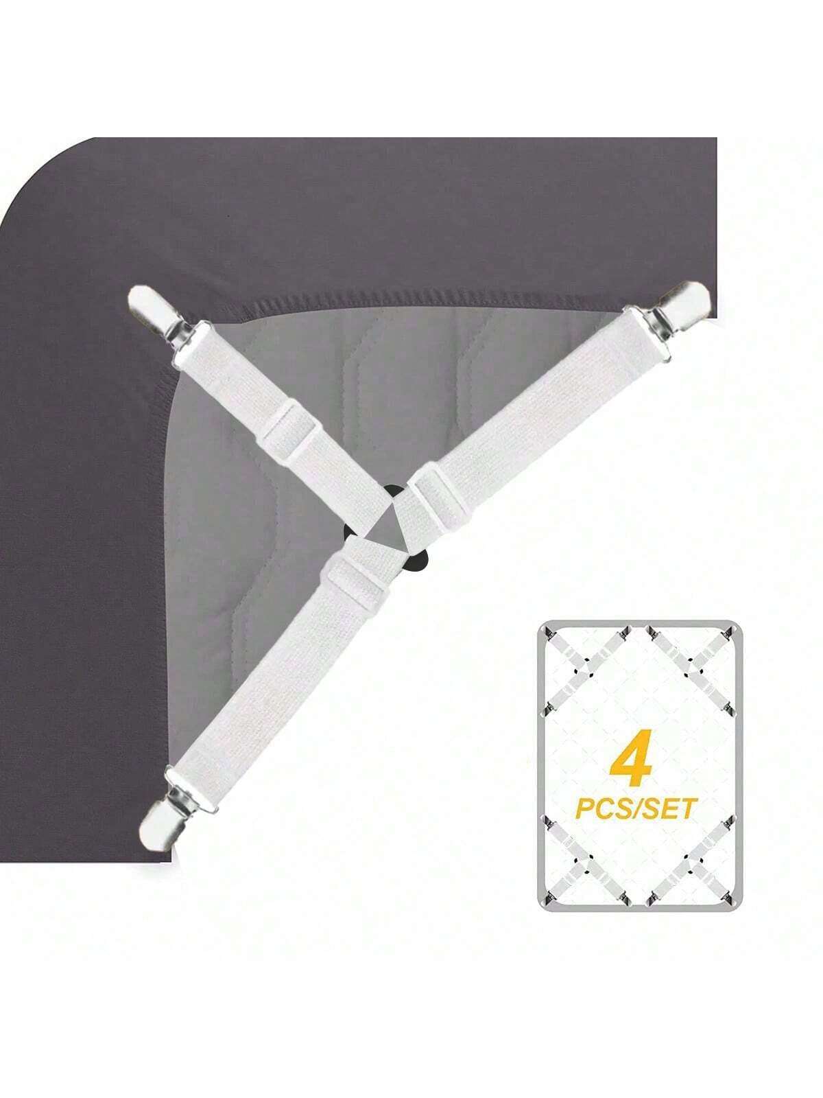 4 قطع من مشابك مثلث قابلة للتعديل للشرشف، مثبتات ا...