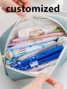 1pc Customizable Simple Pencil Case, Portable Large Capacity Student Stationery Box, Multi-Functional Pencil Pouch Back To School,Back To School,School Supplies - Multicolor - View 4