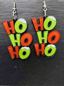 1 Pair Christmas Acrylic Letter Design Earrings For Men, Christmas Party Earrings, Christmas Gifts - Christmas - View 2