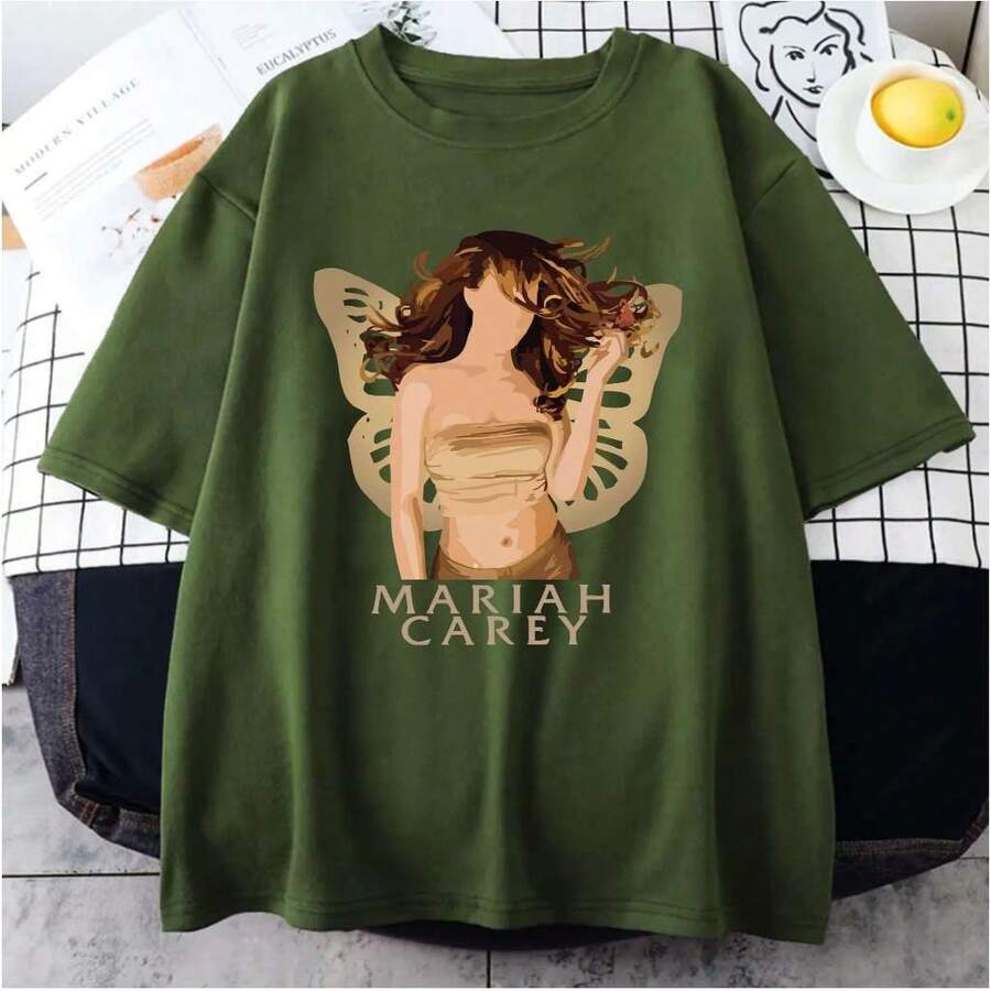 Mariah Butterfly Aesthetic Unisex T-Shirt - 綠色 - 查看 1