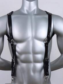 1 件男士手工铆钉 PU 皮革肩带，适合紧身衬衫和 T 恤万圣节