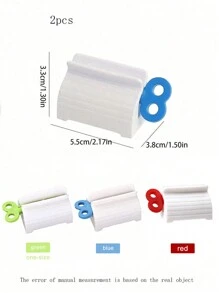 2pcs-Creative Manual Toothpaste Squeezer, Hand Cream & Cosmetic Toothpaste Storage Rack, Toothpaste Clip, Bathroom Accessories, Suitable For Washbasin, Bathroom Decor, Bedroom, Living Room, Christmas Decorations, Great Home Gift - Green - View 2