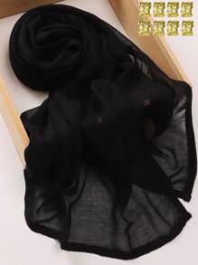 1set (1pc Modal Hijab + 1pack Hijab Clips) Plain Soft Detailed Stitched Headscarf - Multicolor - View 16