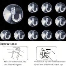 10cs Transparent Sucker Hook, Powerful Sucker Bracket, Plastic Hook, Silicone Material, Easy To Install, Suitable For Kitchen, Bedroom, Bathroom, Living Room, Shop Glass, Windows, Smooth Walls. Car Glass Hook. Store And Hang Small Objects. Reusable - White - View 10