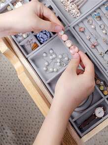 9pcs/Set Stackable Jewelry Tray, Jewelry Dish, Desktop Storage Box, Elegant Portable Stacking Jewelry Rack, Suitable For Earrings, Necklaces, Rings, Bracelets, Pendants, Lipsticks, Pearls, Brooches, Bedroom Accessory Back To School