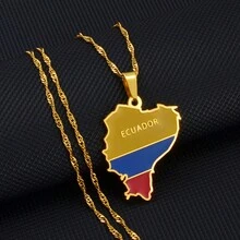 1pc Ecuador Map With Flag Pendant Necklaces Ecuadorian Jewelry - Multicolor - View 7