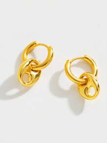 1 对不锈钢防水、不褪色复古金银猪鼻环耳环适合日常佩戴 - 小號豬鼻子耳圈 - 查看 3