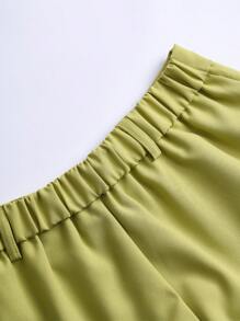 Women's Solid High Waisted Ruched Shorts