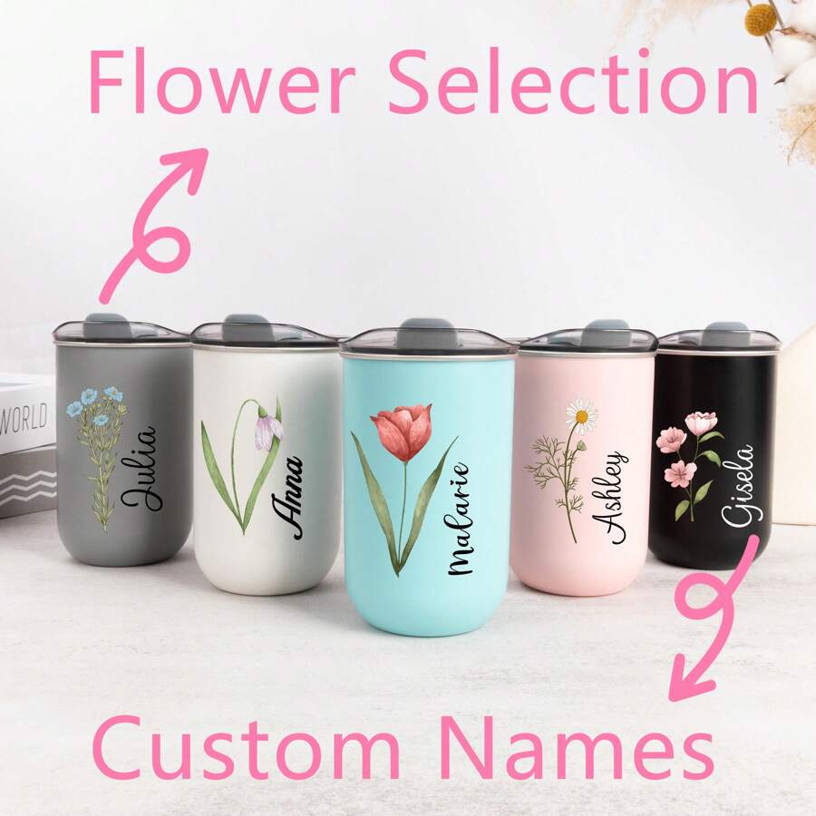 Personalized Skinny 10oz Tumbler, Custom Coffee Cup, Coffee Mug With Lid, Bridesmaid Tumbler, Bachelorette Party, Wedding Party Water Glass Gifts, Custom Bridal Cups, Stainless Coffee Cup, Multi-Functional, Modern, Custom, Personalized, Unique, Ideal Gifts For Him, Ideal Gifts For Her, Boyfriend, Dad, Girlfriend, Mom, Family, Friends, Tea Room, Home, Garden, Office, For Anniversaries, For Valentine's Day, For Mother's Day, For Birthdays, For Father's Day, For Graduation, For Weddings, For Housewarming,Home Refresh,Chic Design - Multicolor - View 1