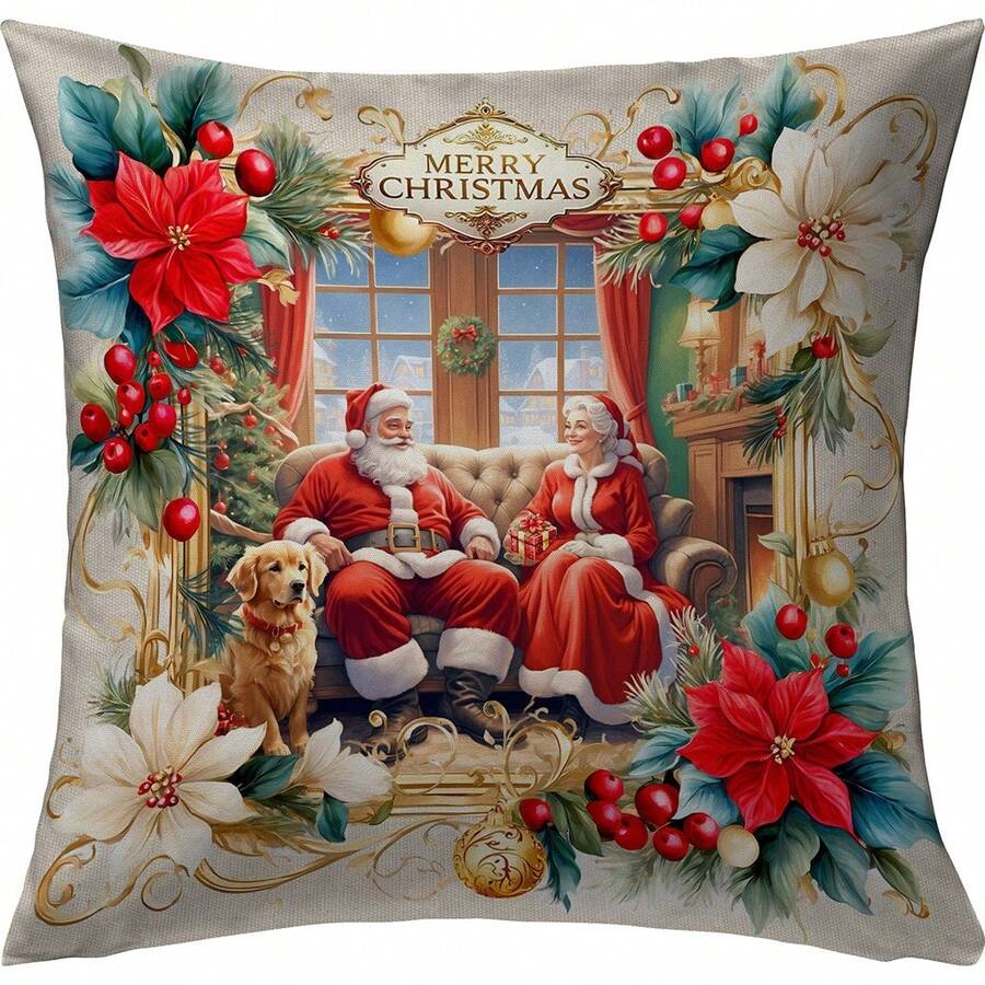 50x50 Christmas Cushion Cover Family B Line - Red - View 1